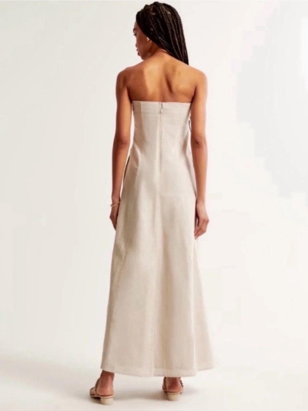 Abercrombie & Fitch NWT Linen Tube Dress Maxi Convertible Strapless Tan